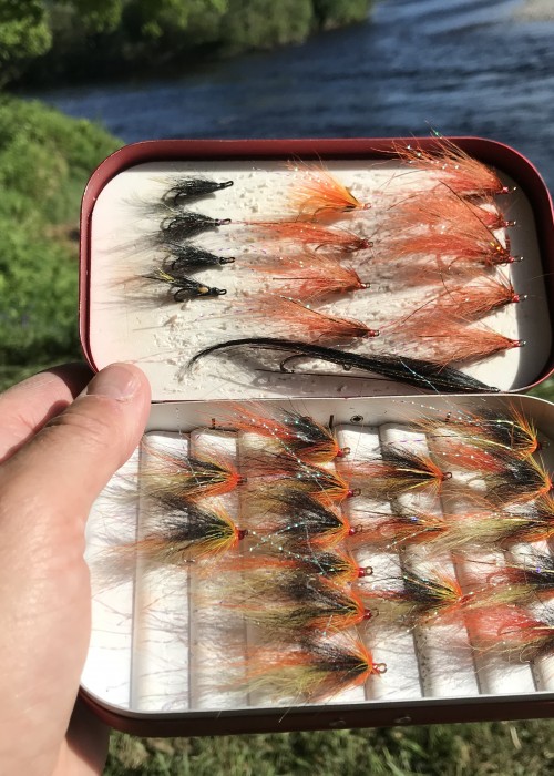 Here's me orientating my fly box to the energy of salmon present! The water in the background is the Tummel/Tay confluence which is a renowned salmon fishing hot spot between Pitlochry & Dunkeld in Perthshire.