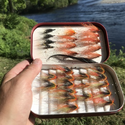 Here's me orientating my fly box to the energy of salmon present! The water in the background is the Tummel/Tay confluence which is a renowned salmon fishing hot spot between Pitlochry & Dunkeld in Perthshire.