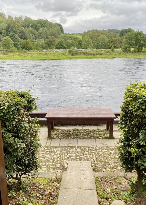 This is what the view from your office should look like! This is the front door entrance of the Newtyle Beat fishing hut on the River Tay near Dunkeld. This was my office view for the best part of a decade not that many years ago.