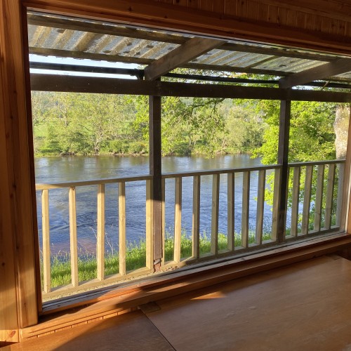 I personally fitted this amazing 8 x 4 salmon fishing hut window about 12 years ago in the Upper KInnaird salmon fishing hut which is located near Dunkeld on the River Tay in Perthshire. It was one of the best investment I'd ever made as it opened up a beautiful view of the river for all visiting salmon anglers.