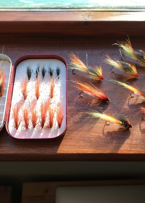 Here's a rare glimpse into Jock Monteith's personal Wheatley aluminium salmon fly box showing a few of his own salmon fly preferences such as The Sliver Stoat, The Copperass, The Tay Raider, The Park Shrimp & The Jock's Shrimp which are his top 5 productive salmon flies of all time.