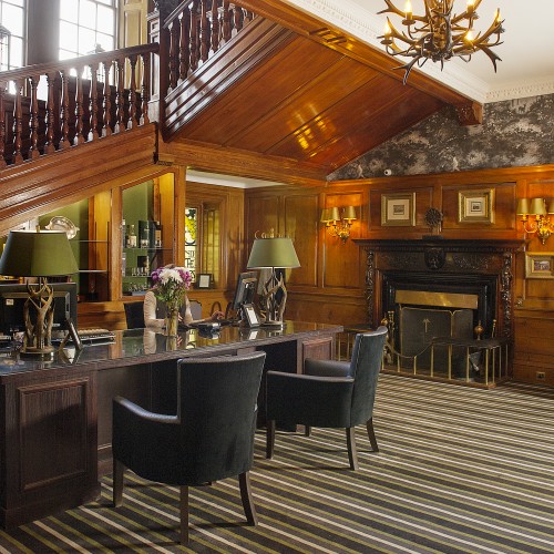 This is the downstairs foyer at the beautiful Dunkeld House Hotel at Dunkeld in Perthshire. This lovely hotel is situated right beside the River Tay and is a popular hotel with many of our returning River Tay salmon fishers.