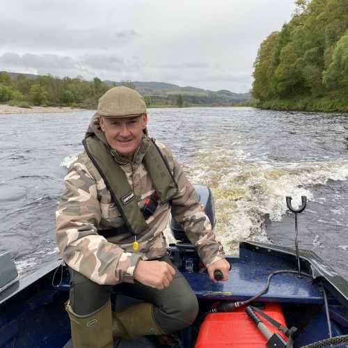 This shot was taken during early May as I was powering up through the fast water at the mouth of the Tay/Tummel confluence in the Kinnaird Beat's traditional River Tay salmon fishing boat.